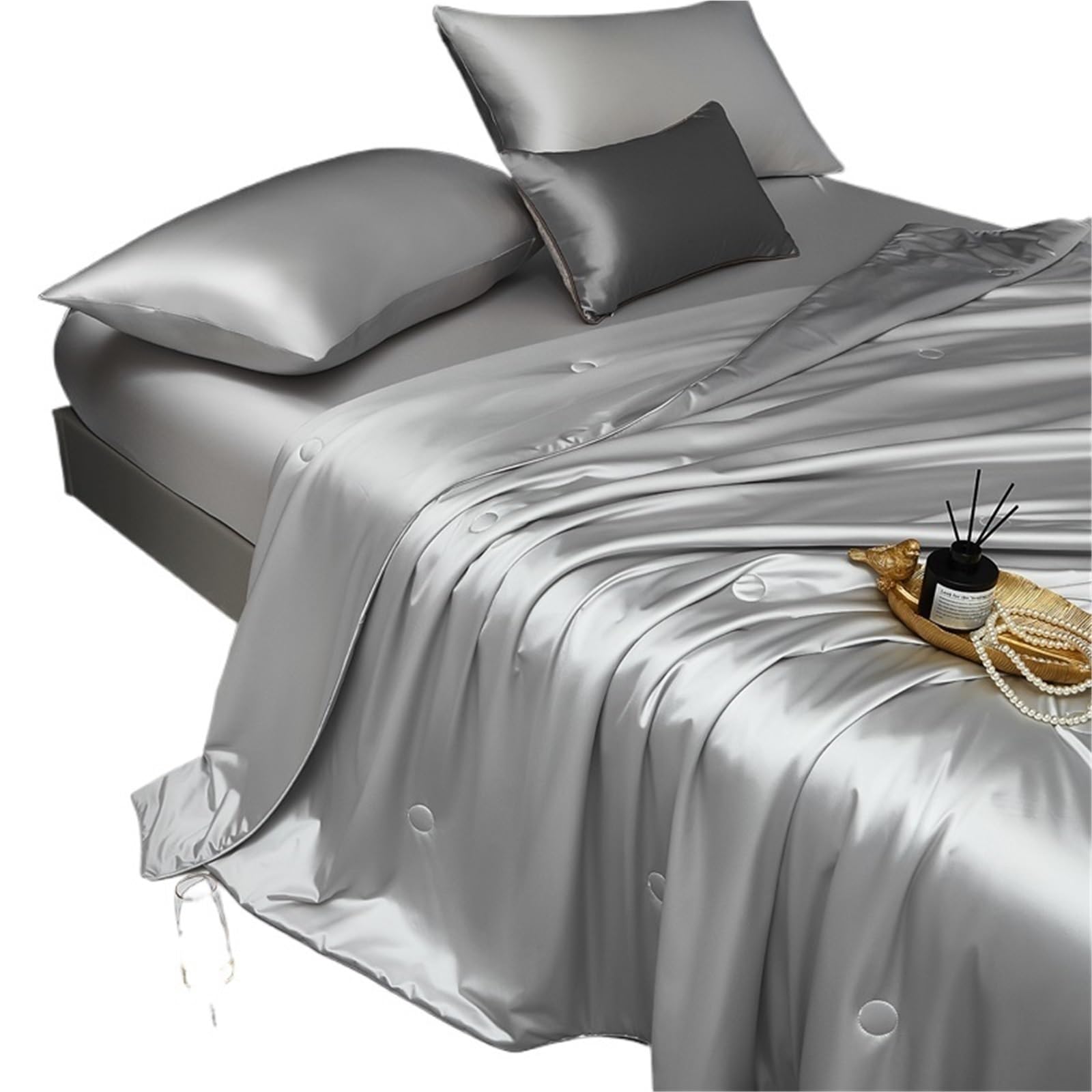 EBzvblxm Cooling Blanket for Summer, Silk Cooling Blanket Filling Smooth Summer Multicolor Multiple Sizes(Silver,200x230cm)