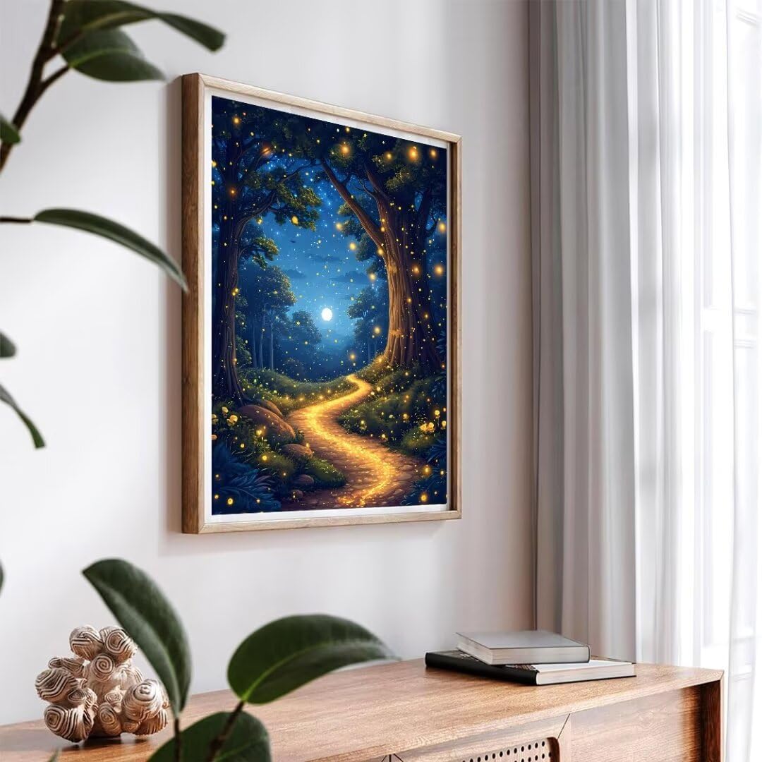 Malen Nach Zahlen Erwachsene Sternenlichtwald Malen Nach Zahlen Bild, Handgemalt Ölgemälde Kit für Anfänger und Kinder Mit 3-Pinseln und Acrylfarbe für Basteln Zuhause Mädchen Geschenk 150x100cm w4477