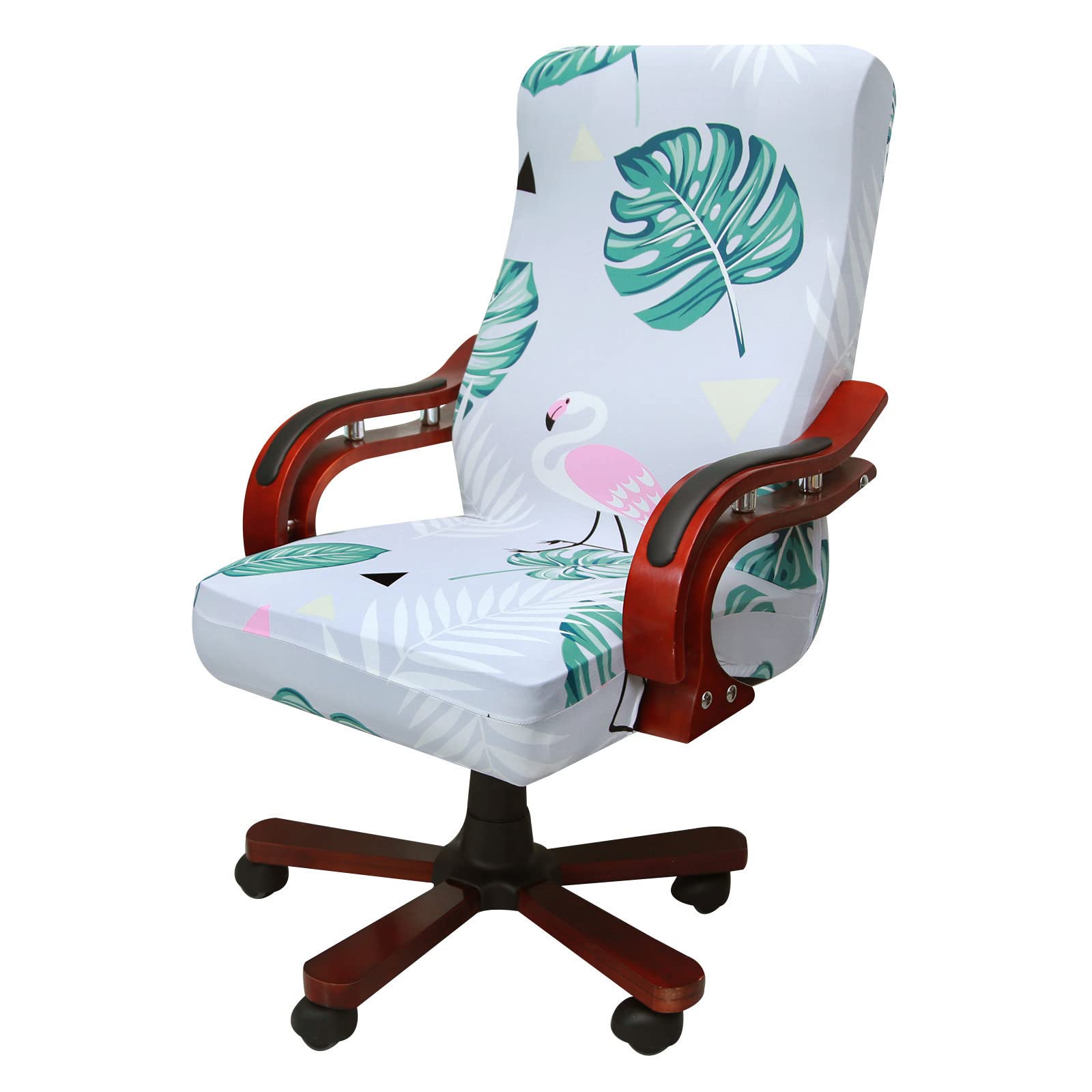 Highdi Funda Universal para Silla de Ordenador, Estampado Flores Funda para Silla Giratoria Cubierta de Sillas Fundas Sillas de Oficina Protectora de Sillas para Gaming (Flamenco Rosa,M)