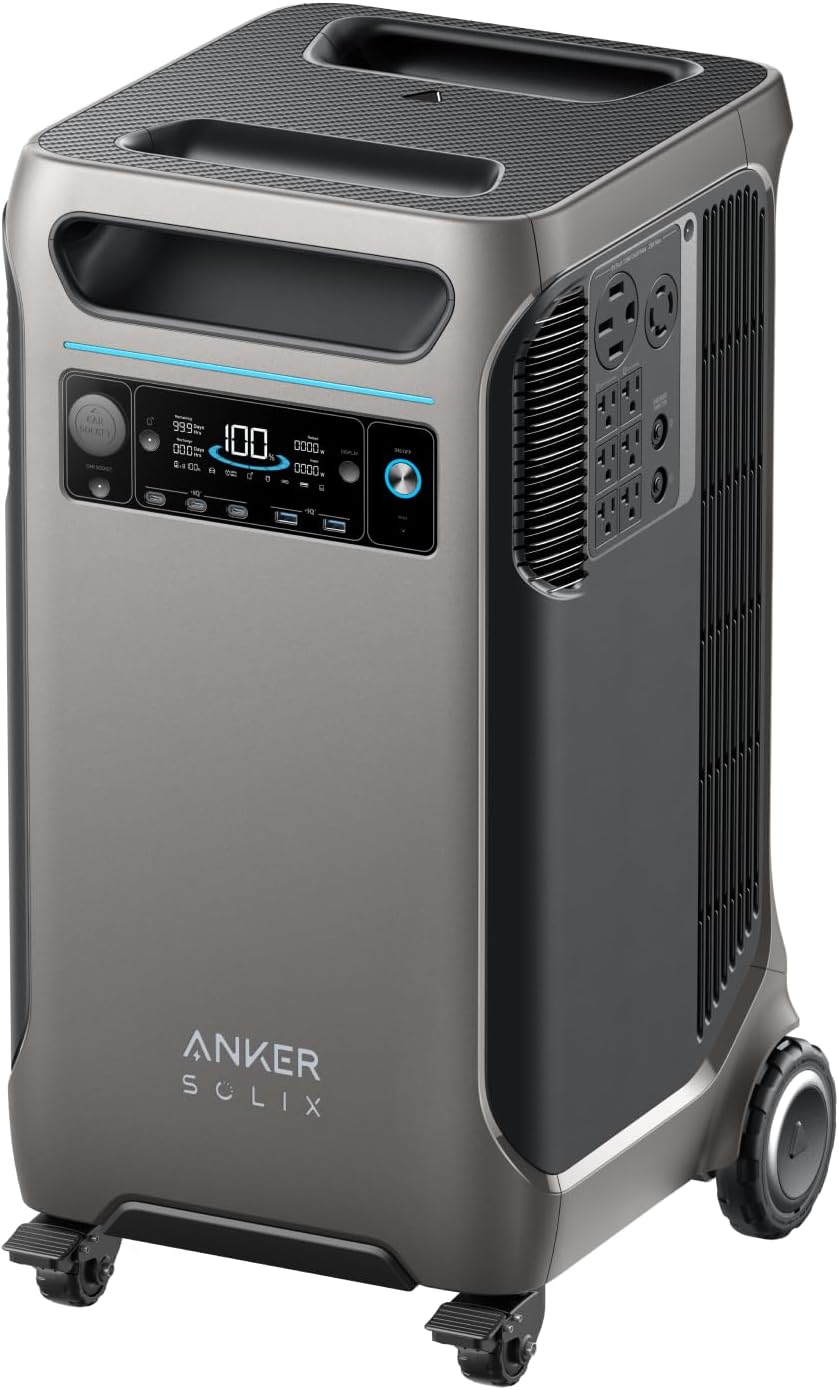 Anker SOLIX F3800 Portable Power Station, 3840Wh, LiFePO4 Batteries, Ultra-High 6000W AC Output with 120V/240V, Solar Generator for Home Backup, RVs, Emergencies, Power Outages, and Outdoor Camping (Renewed)