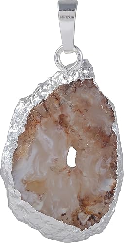 Miniatura 3 de TUMBEELLUWA Collar con colgante de ágata natural, druzy irregular, cristal curativo, cuarzo, hecho a mano, joyería para mujer