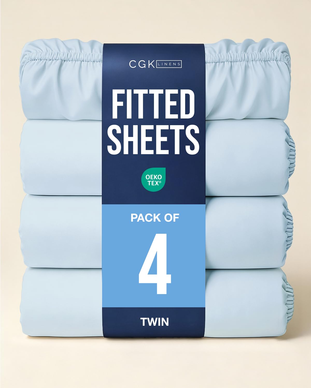 Twin Fitted Sheet - Pack of 4 Single Fitted Bottom Sheet Only - Sky Blue