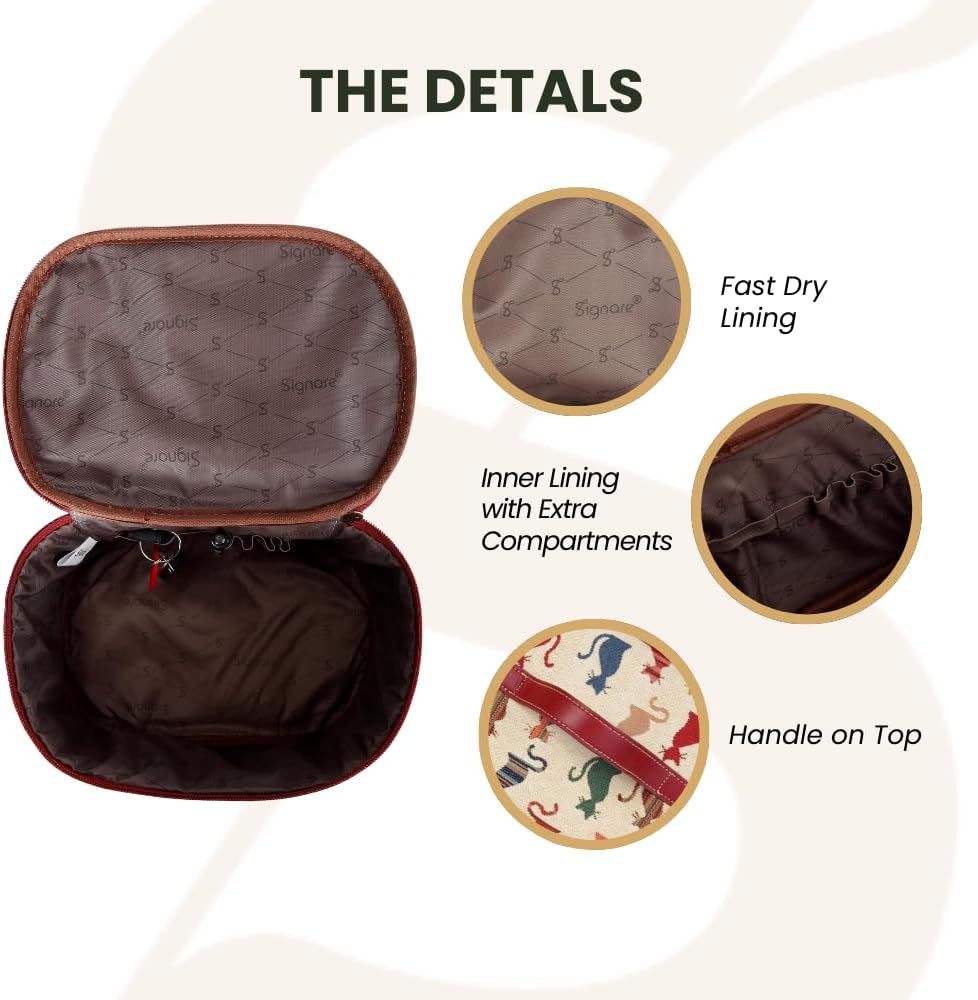 Signare Tapestry Women Toiletry Make-Up Bag Cheeky Cat (TOIL-CHEKY)(Size: Small) 5 61ggN1mzlTL. AC SL1000