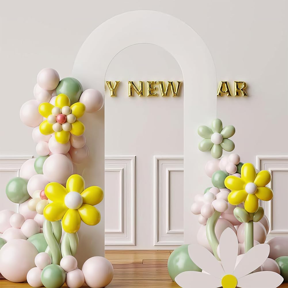 7.2FT Wedding Open Arch Backdrop Cover Double-Sided U-Shaped Arch Covers White Spandex Fitted Round Top Chiara Stand Elastic for Ceremony Birthday Party Banquet Background Decor