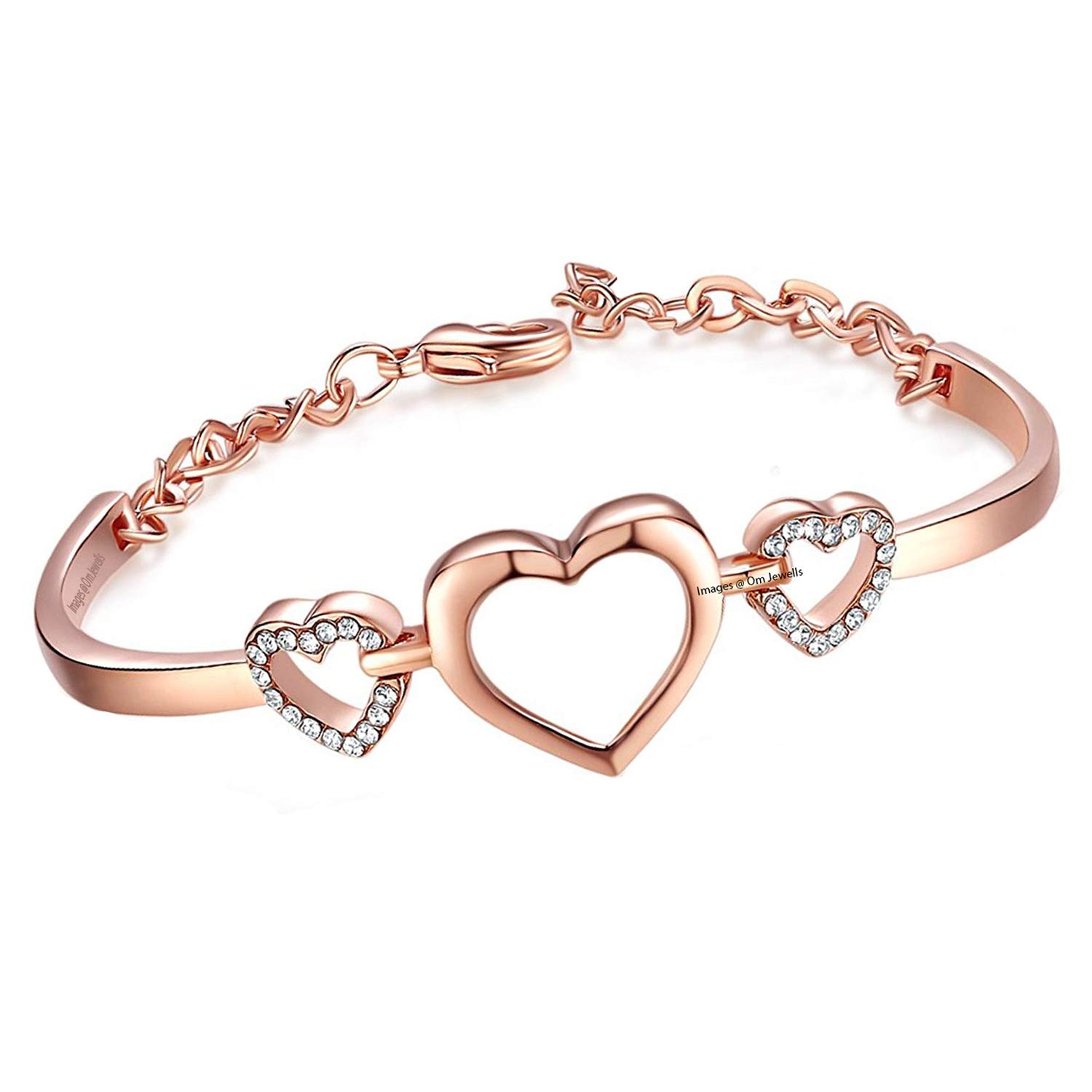 Om Jewells Rose Gold Plated with Crystal Heart Bracelet for Girls And Women (Rose Gold) (B078V6LMVF) Amazon Price History, Amazon Price Tracker