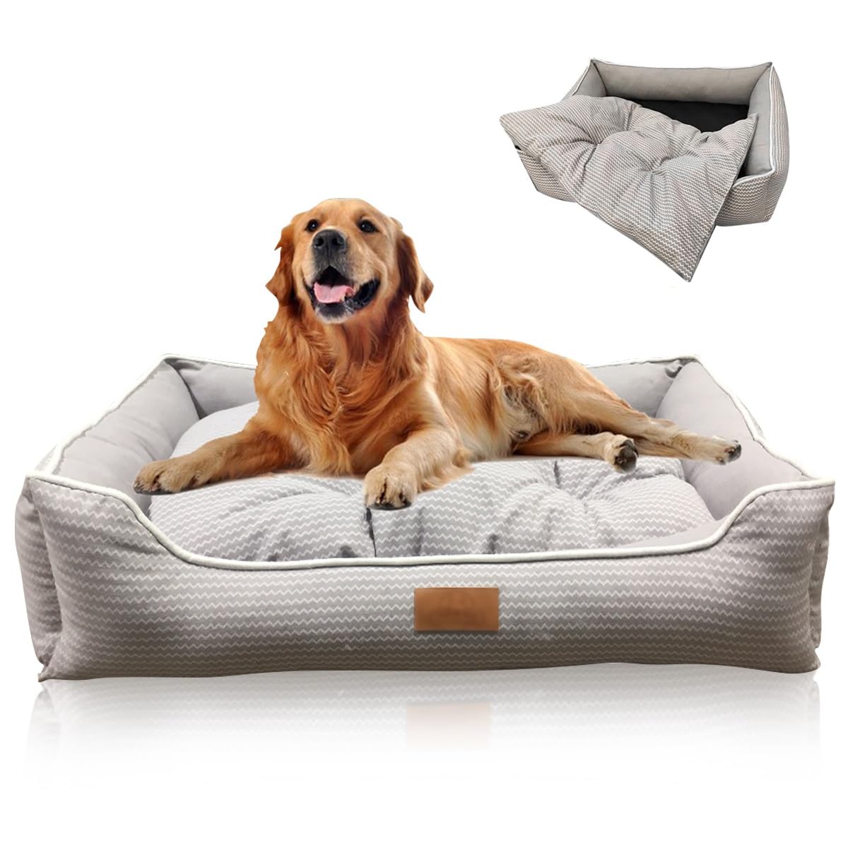 Large Dog Bed, Pet Sofa Lounger Puppy Couch Removable Machine Washable Cover Cushion Big Cat Kennel Cot, Medium Large Adult Dogs Kitten Sleeping Mattress Non-Slip Pet Bed with Heavy Fillers Pad, XXL