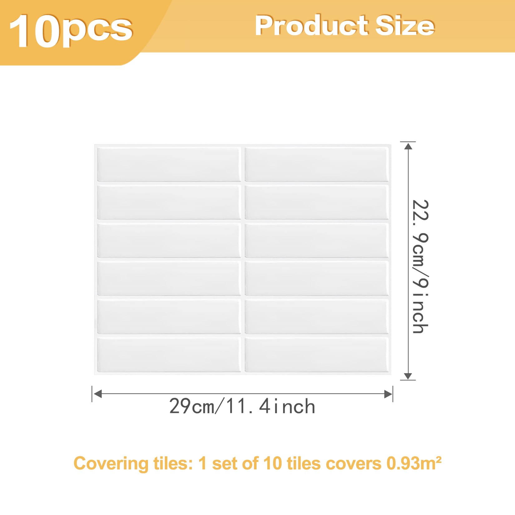 10Pezzi Adesivi Piastrelle Cucina Bagno 3D Autoadesivi Per Piastrelle Rimovibili Impermeabili Per Mattonelle Adesive Cucina Decorazione Pareti Decorazione (22.9x29cm)（Bianco）