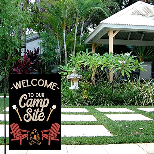 Welcome To Our Camp Site Garden Flag 12 X 18 Inch Vertical Double Sided, Camping Flag Yard Outdoor Party Decoration Df088 #TOP2