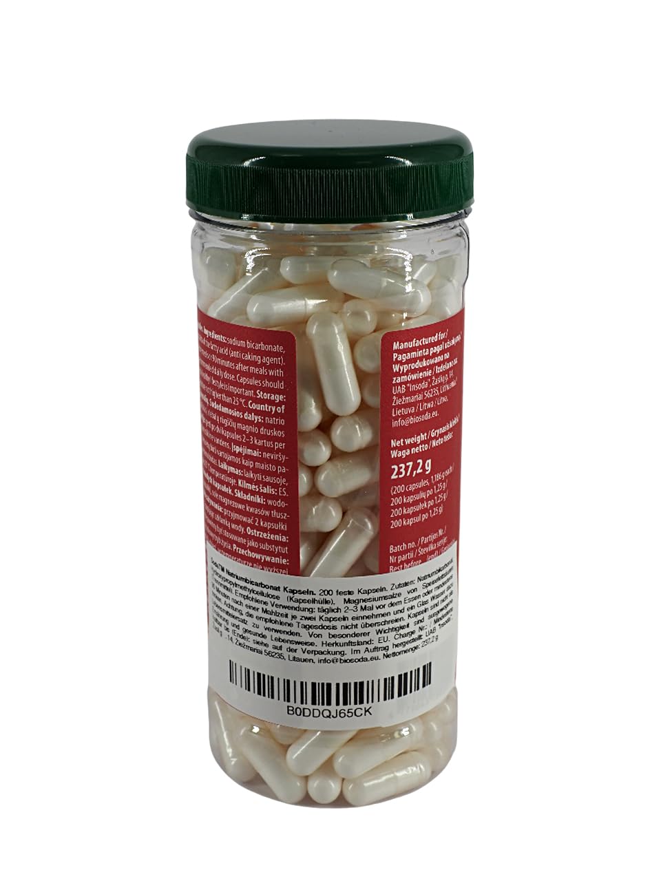 Soda Sodron Capsule - 100% idrogenocarbonato di sodio per sostenere l'equilibrio acido-base, Detox, cura orale e sport, 200 capsule in 1 flacone