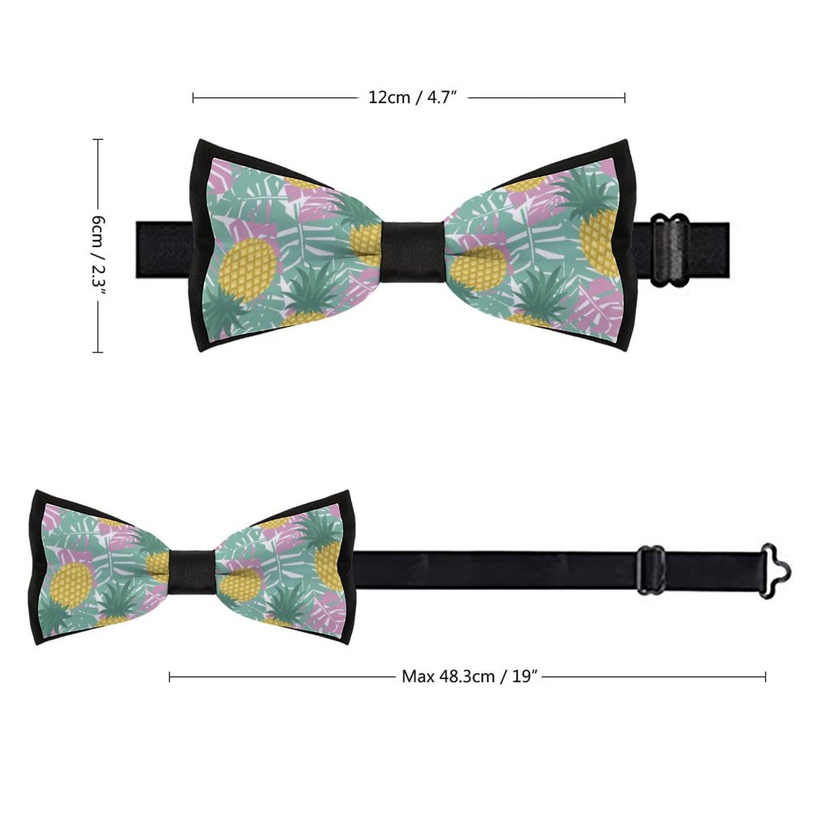 GoasNei Tropical Fruit of Pineapple Pattern Bow Tie for Men Adjustable Necktie Funny Tie Neck Ties for Weddings Party