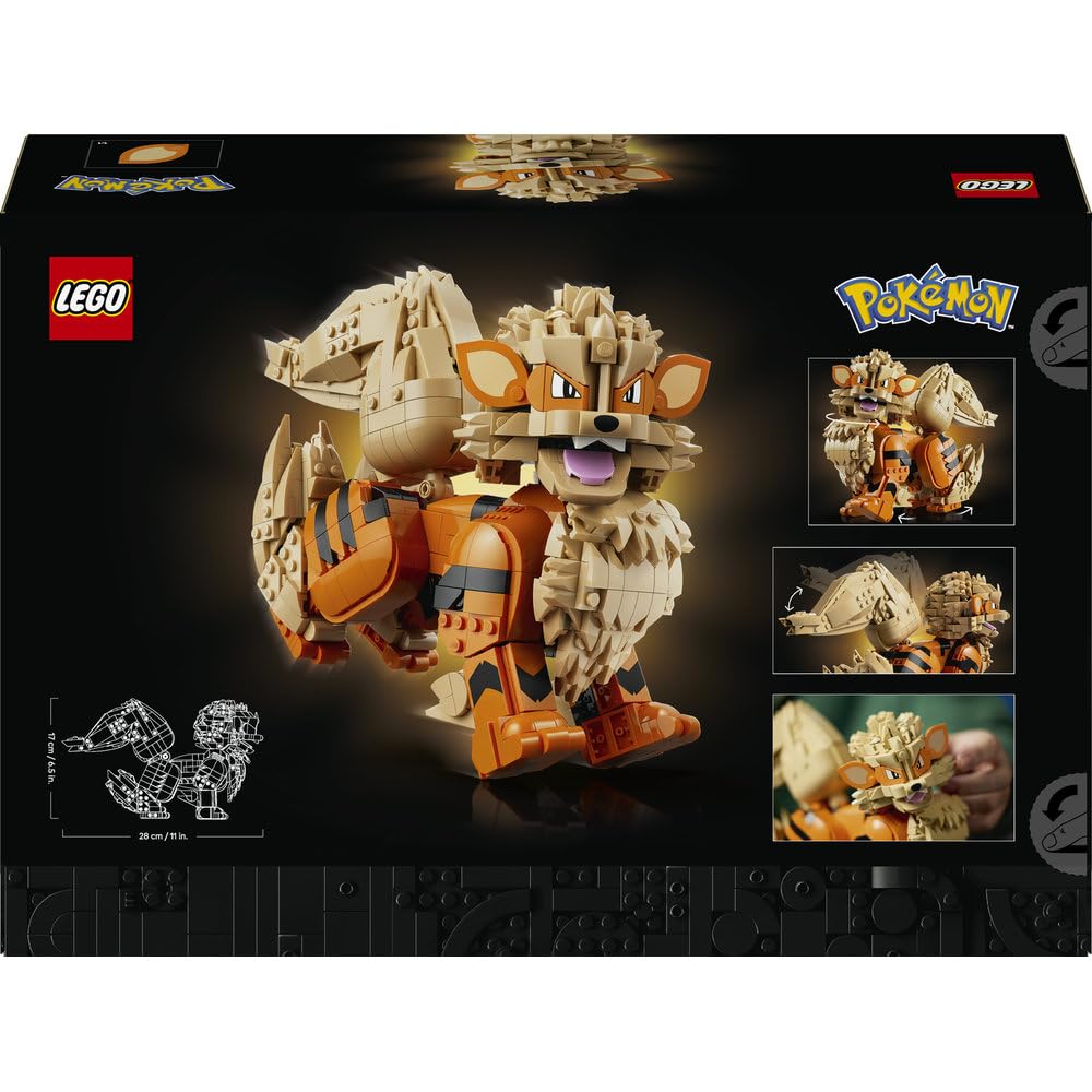 LEGO Pokémon Arcanine 72160 | Kolekcjonerska figurka Pokémona, duży zestaw klocków dla dorosłych, prezent dla fana gry, dekoracja, 1190 elementów
