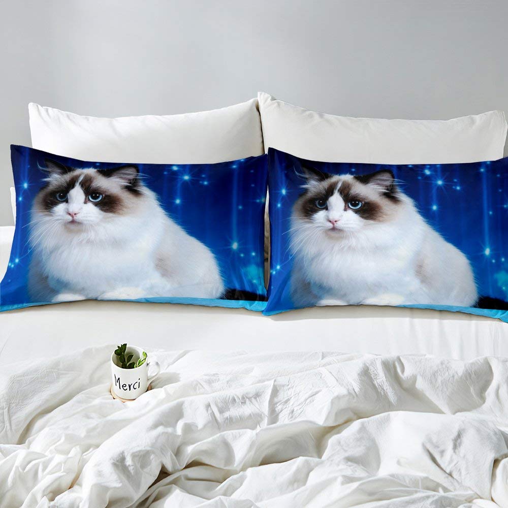 Juego de cama de 3 piezas para niños y niñas, con diseño de lunares, color azul brillante y azul