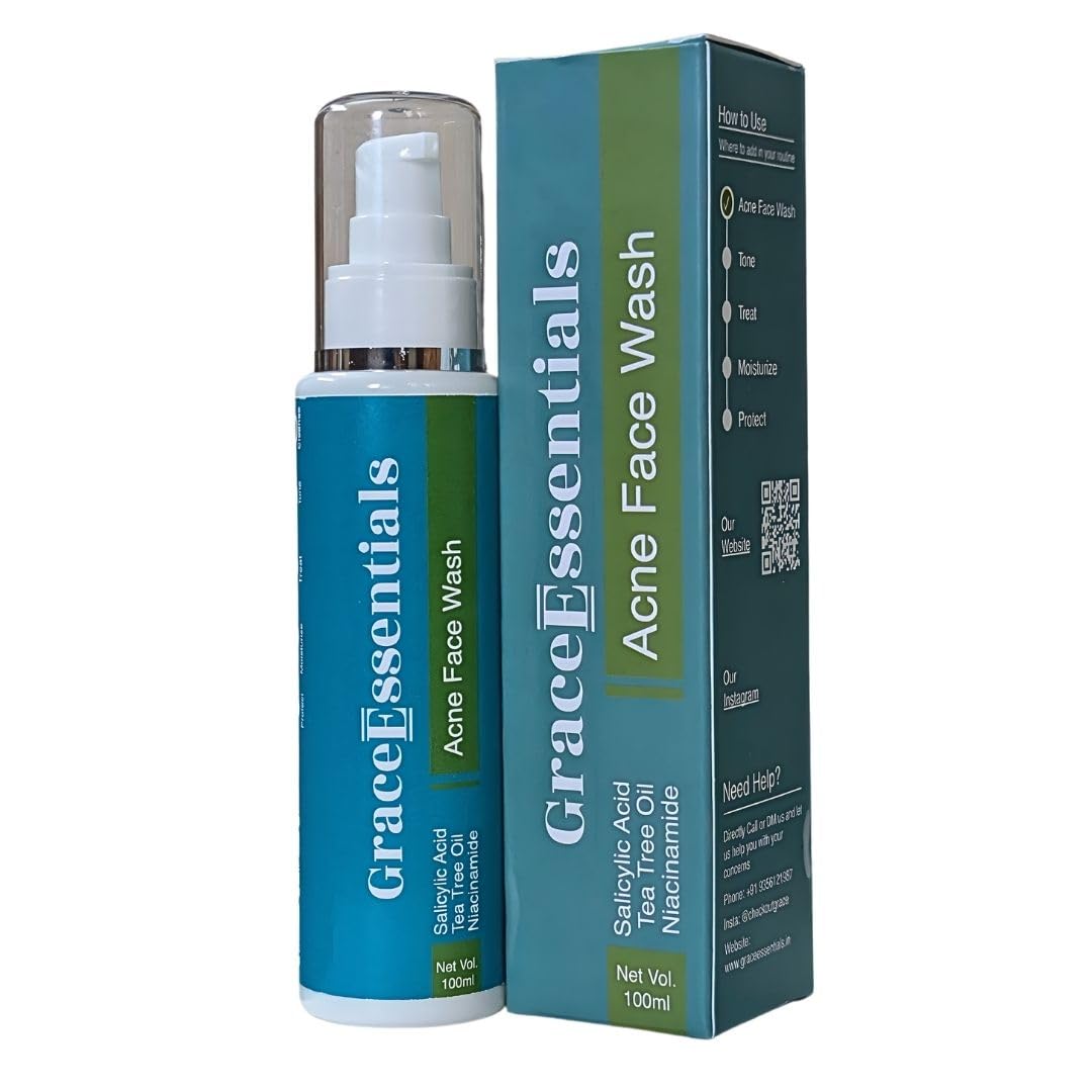 Salicylic Cleanser | 2% Salicylic Acid Face Wash for Oily Skin | Anti Acne Face Wash with Tea Tree Oil, Aloe Vera for Acne Control and Hydration | AHA BHA face wash for Men and Women 100ml