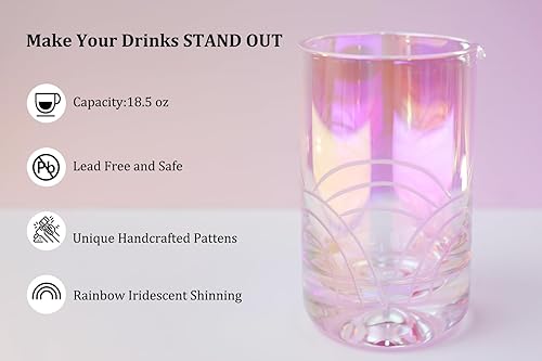Miniatura 2 de Lexenic Kit de vasos mezcladores de cóctel de 18 onzas, cristal iridiscente y sin costuras, accesorio de camarero para hacer cócteles clásicos como