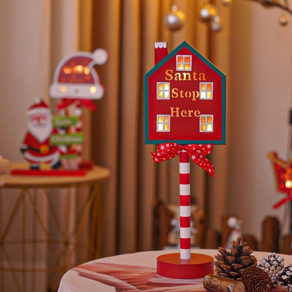 Letrero de Navidad LED para jardín con luces de Papá Noel y estaca de césped para exterior