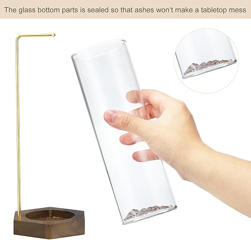 Miniatura 6 de uxcell Soporte para incienso, quemador de incienso moderno con colector de cenizas de vidrio extraíble, soporte para varillas de incienso volador