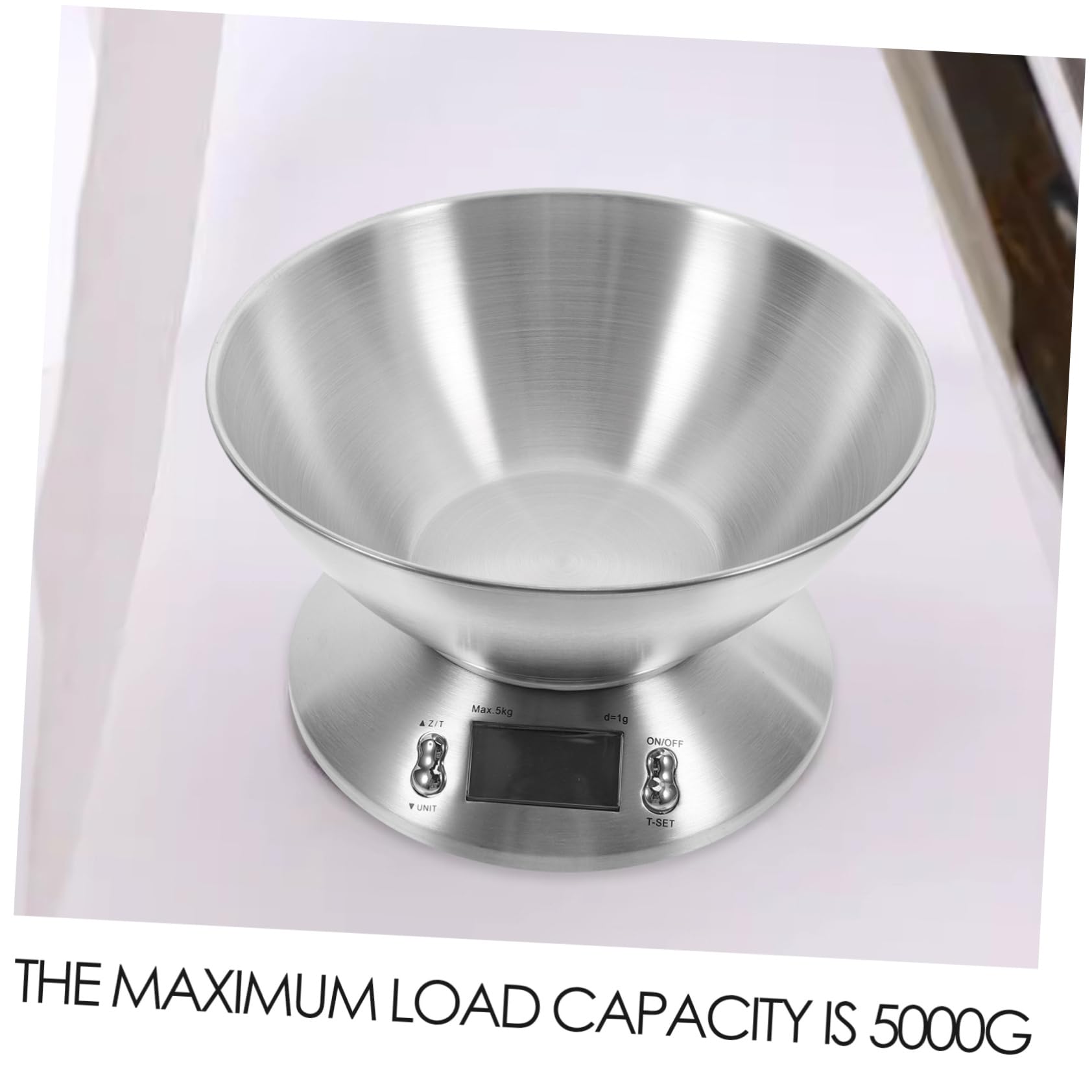 Cabilock Báscula Digital Capacidad 5000g de Cocina de Acero Inoxidable Alta Precisión, Fácil de Limpiar, para Hogar y Repostería