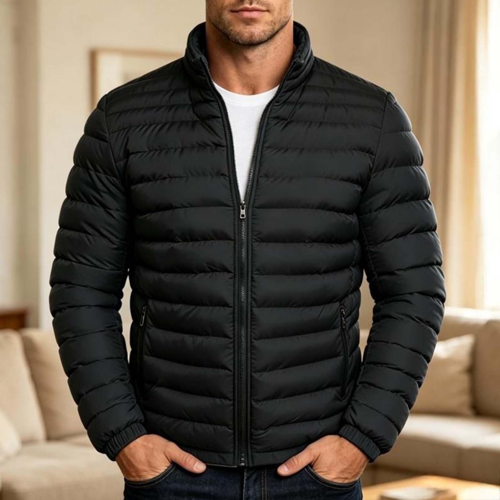 Steppjacke Herren Leicht Winterjacke Warme Hybrid Jacke Pufferjacke