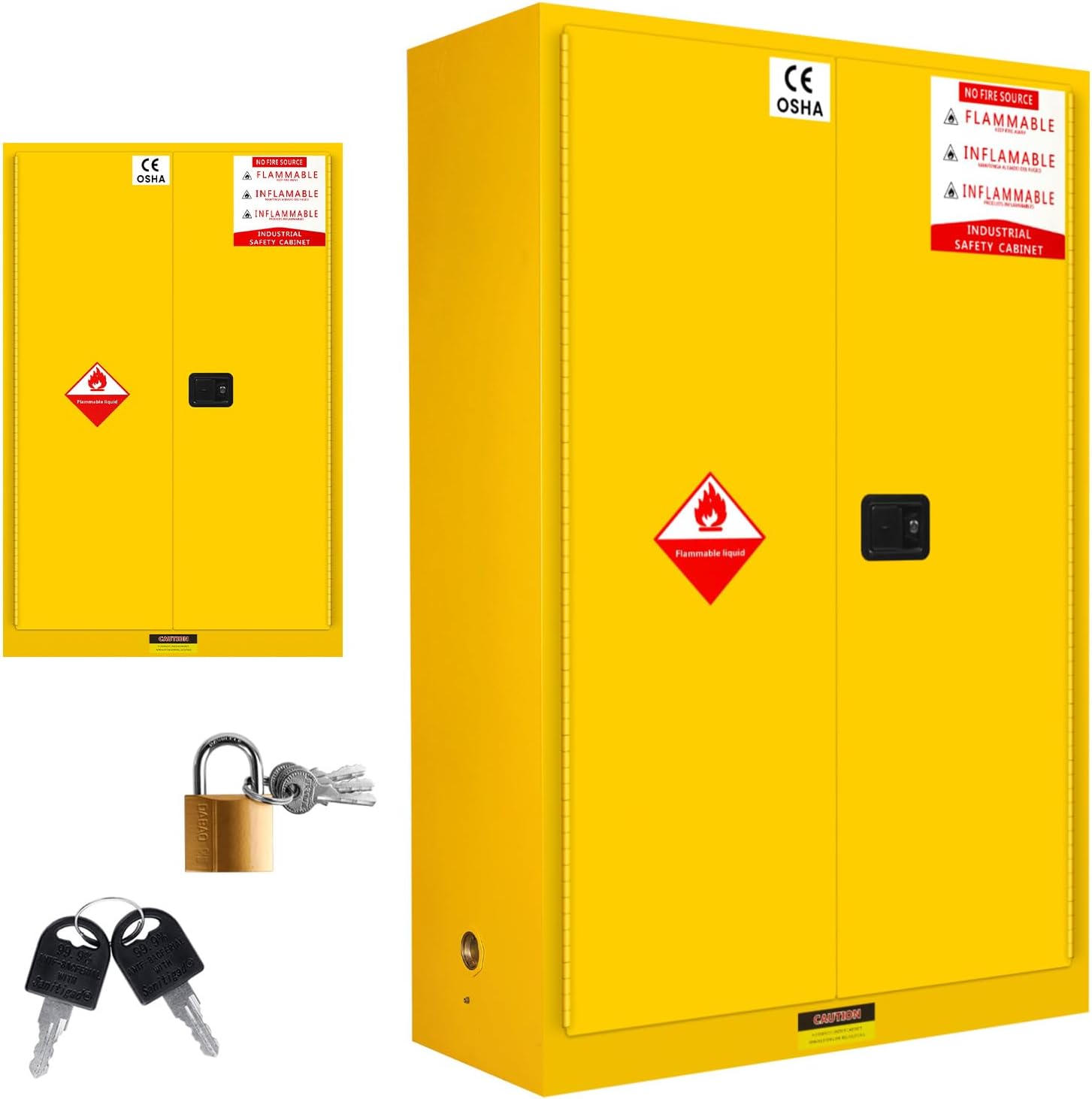 60-Gal Flammable Storage Cabinet (65" W×43" D×18" H), Double-Galvanized Steel Fireproofl Cabinet,with Anti-Static Protection and Adjustable Shelving, for Industrial&Commercial