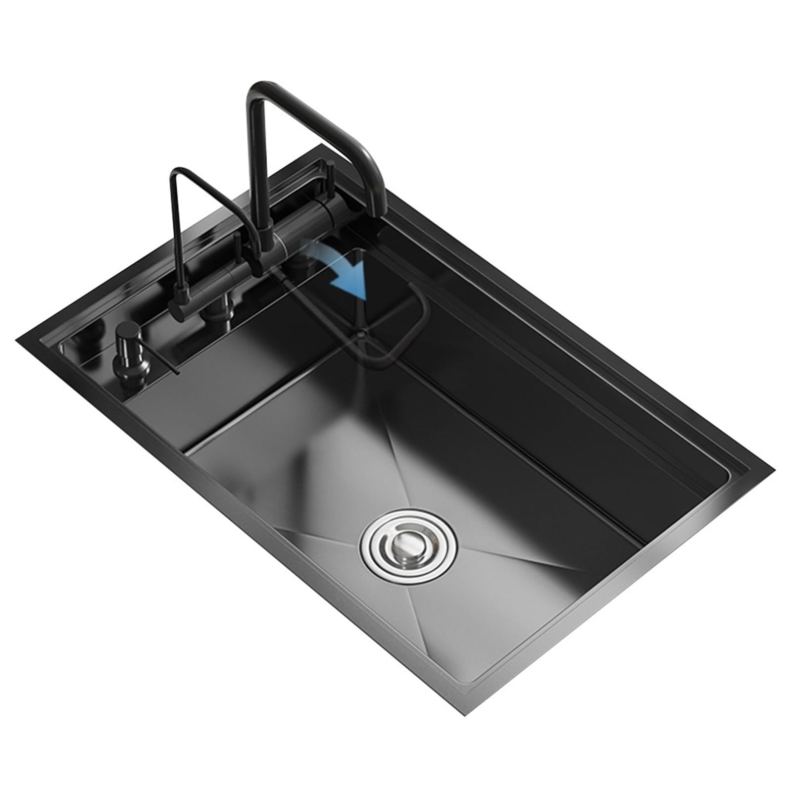 Stainless Steel Lift-Up Faucet Drain Pipe Cover – Invisible Embedded Design for Kitchen Restaurant Bar Coffee Shop – Large Capacity Easy to Clean