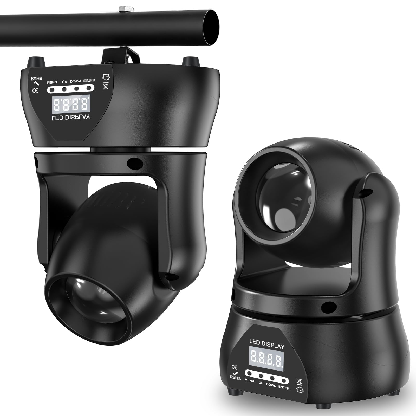 Mini 60W Beam Moving Head Bühnenlicht, RGBW LED Partylicht dmx512 Sprachsteuerung Professionelle Beleuchtungsanlage für Bühnenbeleuchtung Disco DJ Bar Weihnachten