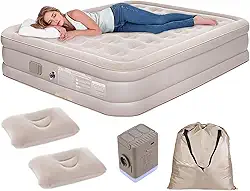 Colchão Inflável Casal Queen 200x150x40 cm - Bomba Elétrica Removível de Ar Inclusa, Leve e Portátil, Suporte de Carga Elevado, Material Confortável, Ideal para Camping e Hóspedes em Casa