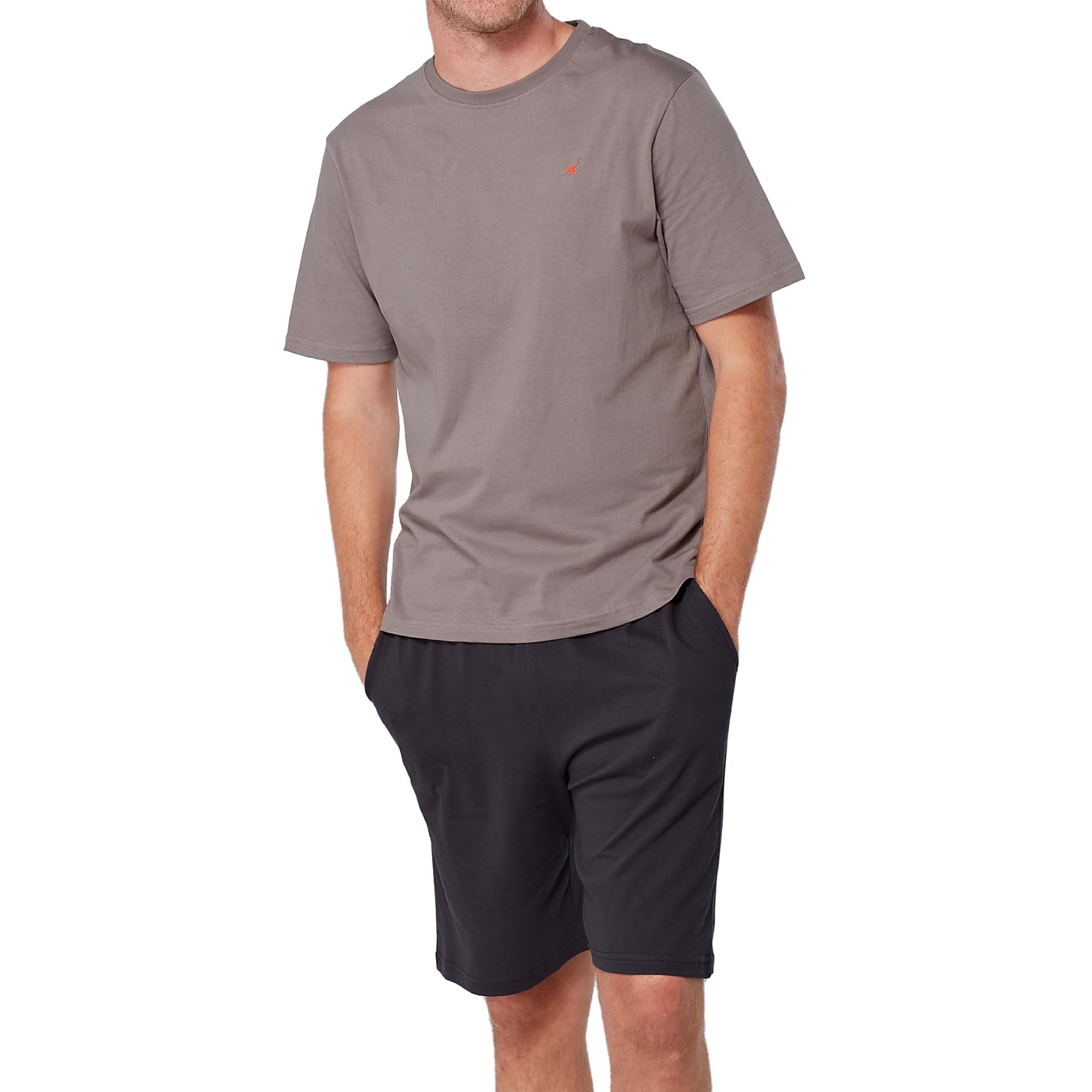 The Essentials Wardrobe Mens TEW Shorty Pyjamas - Contrast - Taupe - Large