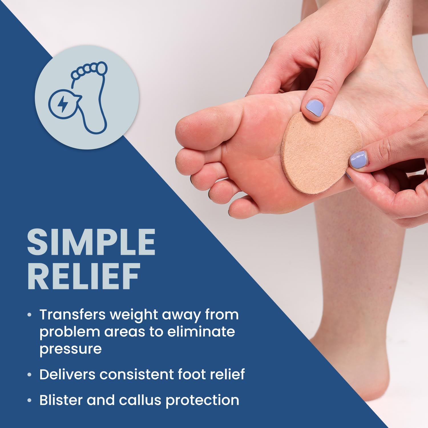 Aetna-Foot Products Adhesive Metatarsal Pads - Pack of 100 - Ball of Foot Cushions for Metatarsalgia, Blisters, Calluses - 2.75" W x 2.375" L - Medical Adhesive Felt Pads