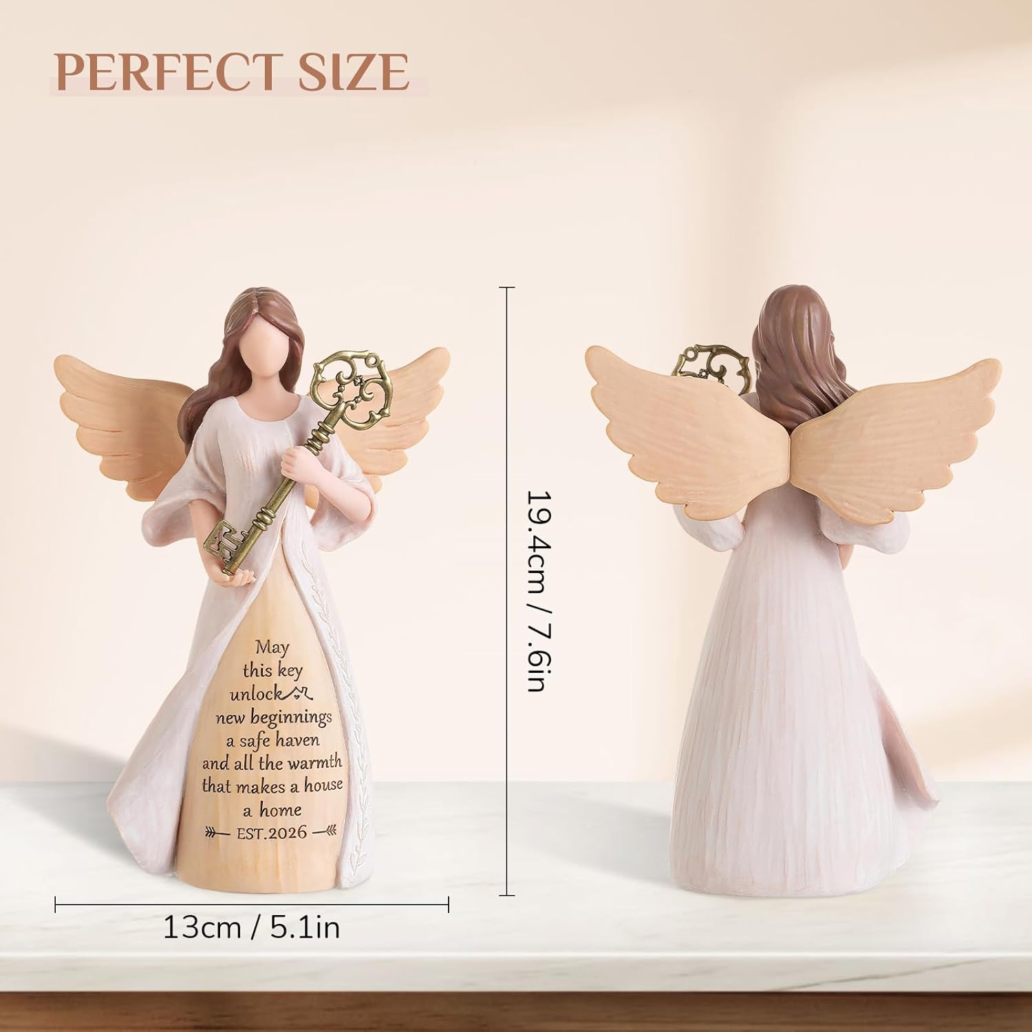 Storieme Housewarming Gifts New Home: House Warming Gift for Women Friend Homeowner - Guardian Angel Figurines for New Apartment Party Decorations Entryway Table Decor Ideas
