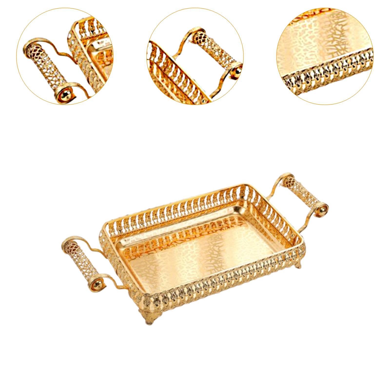 perfk Servire Porta a Vassoio da 45x20 cm Rettangolo di Trucco del organizzatore di Manici per Eventi di Nozze per Shower Anniversario, Oro