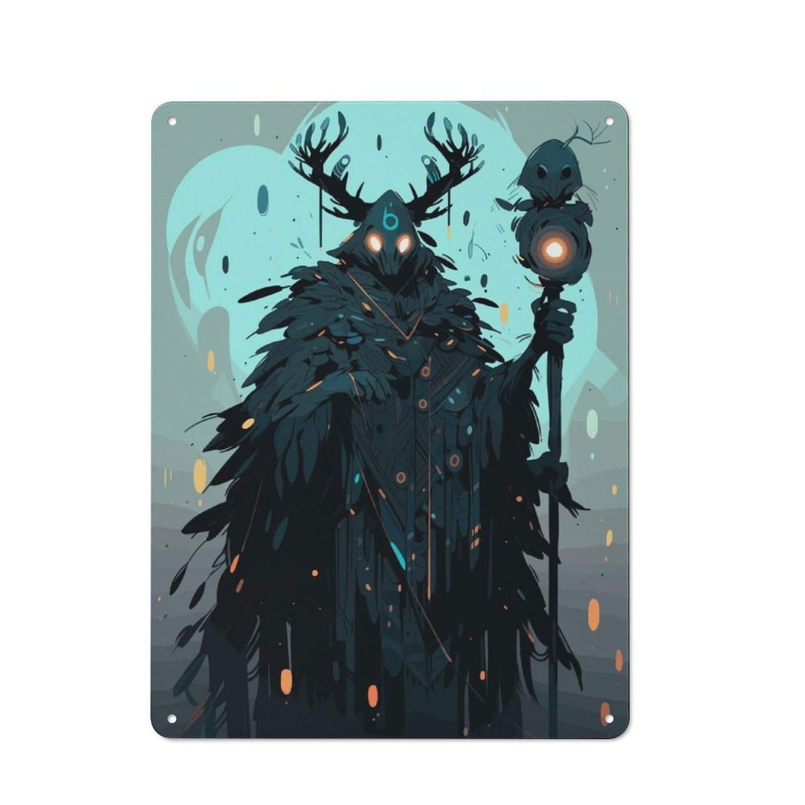 Junmoney Epic Mysterious Druid Rustic Metal Plaque 40X30cm For Lounge Or Reading Corner, For Home Office, Studio And Craft Room Walls