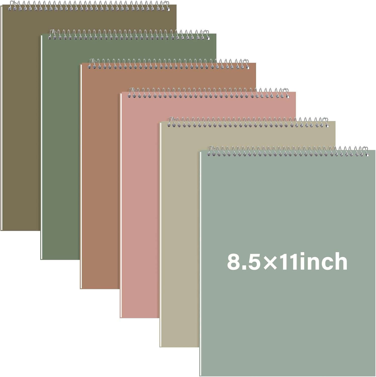 Maitys 6 Pcs Legal Pad Steno Spiral Notebook 8.5" x 11" Top Bound Spiral Pads Hard Cover College Ruled Notepad 70 Sheet Pad for School Office University Home(Pastel Color,Whimsical Style)