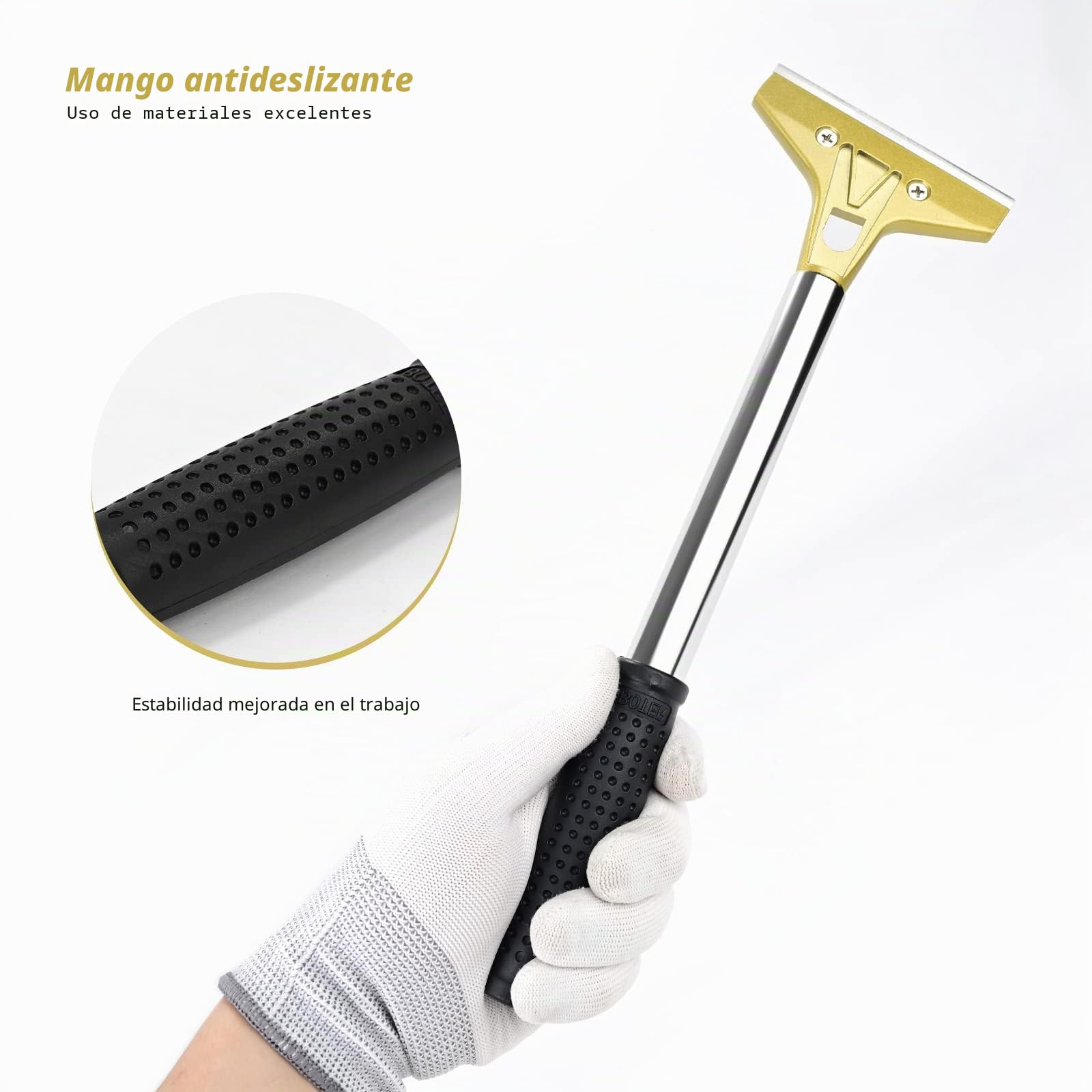 EHDIS Industry Rasquetas con 10 Cuchillas de Acero Al Carbono 100 mm, Raspador de Vidrio con Agarre Suave, para Ventana de Vidrio, Parabrisas, Granito, Limpieza de Paredes