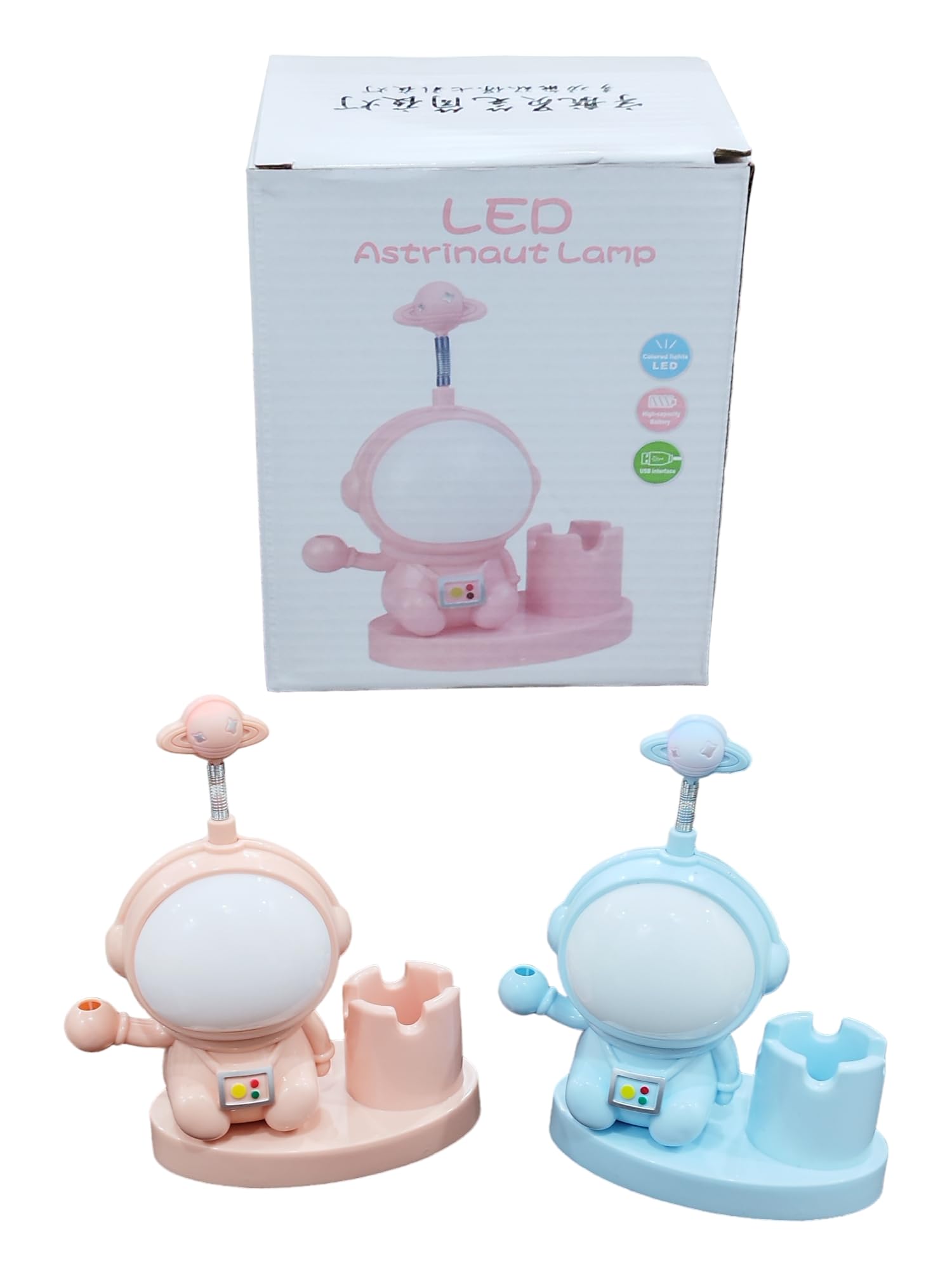 LIGHTER HOUSE Astronaut Space Double Light Desk Lamp Cute Astronaut Lamp with Pencil Sharpener Rechargeable LED Table Lamp for Kids Reading Desk Light for Home Office Bedroom Study -01 Pc. Mix Colour-image-18