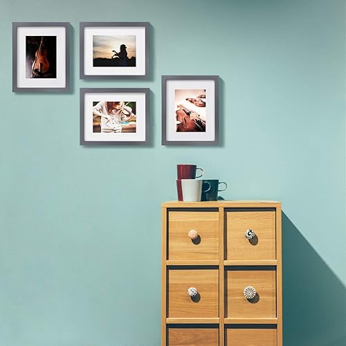 Miniatura 9 de Egofine Portarretratos de 8 x 10 pulgadas, 4 unidades, marcos de madera cubiertos por plexiglás para fotos de 4 x 6 o 5 x 7 con paspartú o de 8 x 10