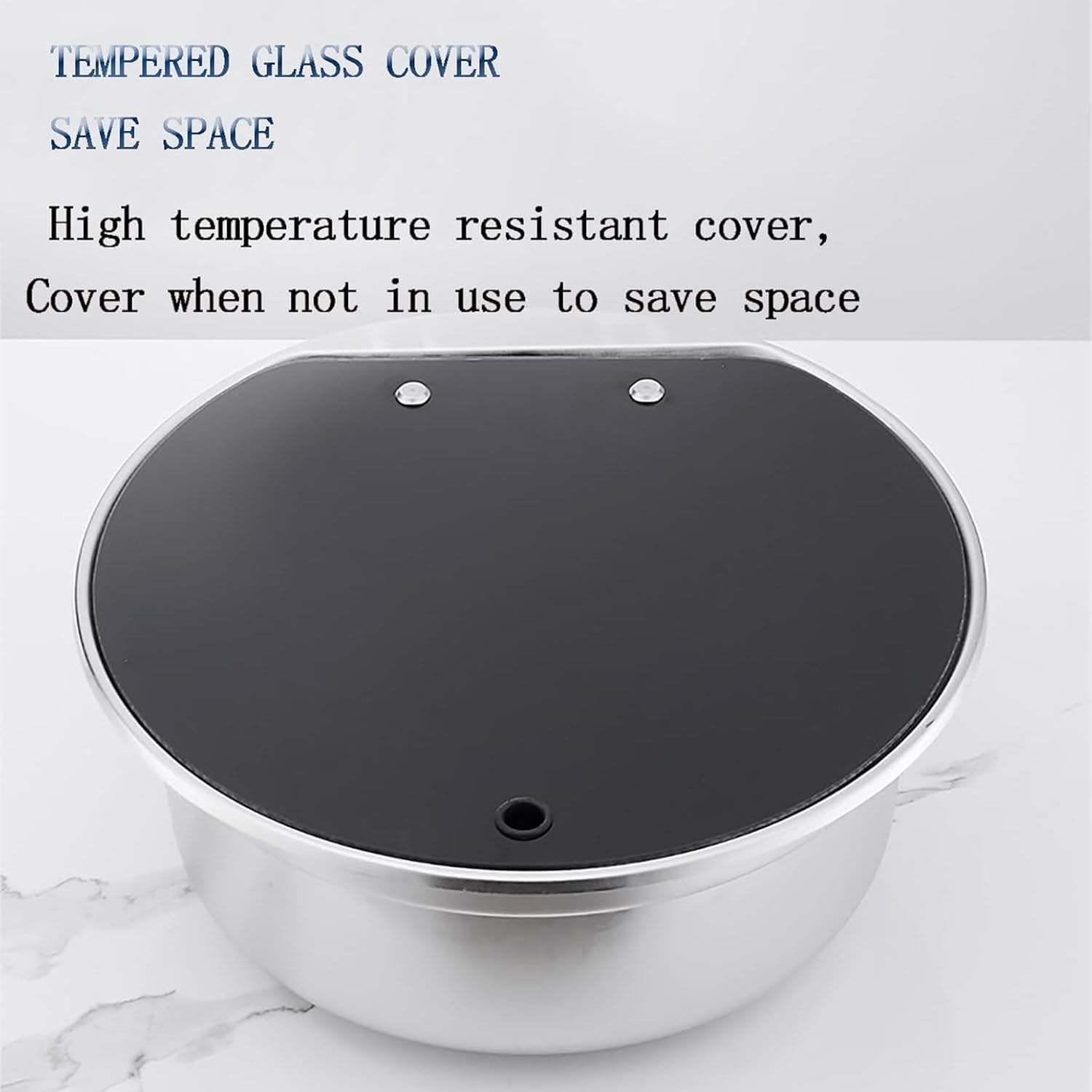 Fregadero de acero inoxidable para caravana, lavabo redondo con grifo plegable y tapa, para cámper, caravana, bar húmedo, cafeterías