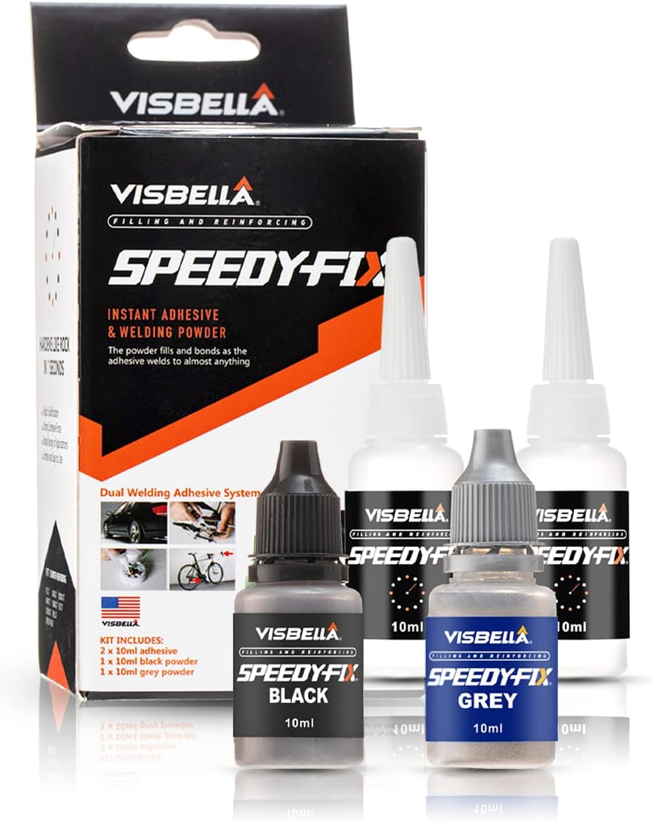 7 Seconds Speedy Fix Strong Instant Adhesive & Filling Powders Reinforcing Waterproof Super Repair Glue Fix for Metal Surfaces & Hard Plastic Products (Black&Grey 4PC)