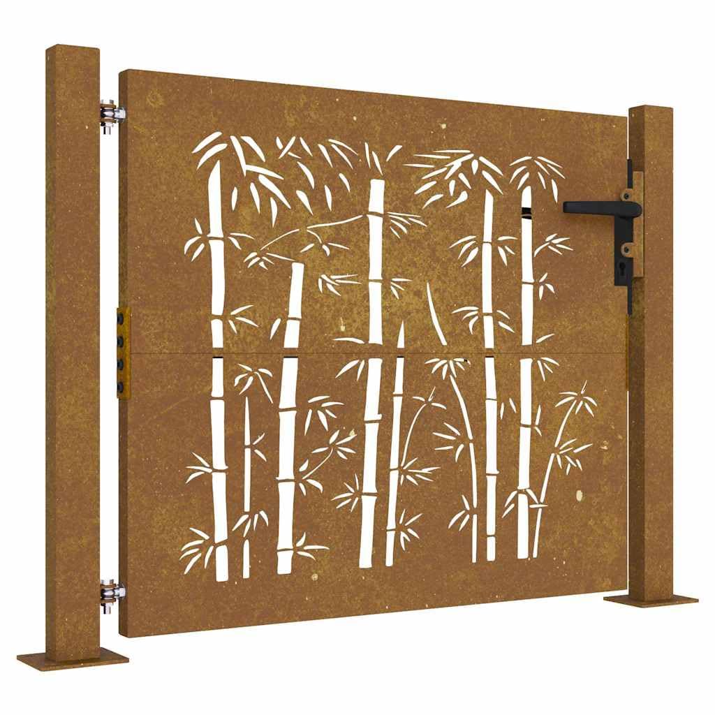 Portal de jardín de acero corten 100 x 100 cm con cerradura y corte