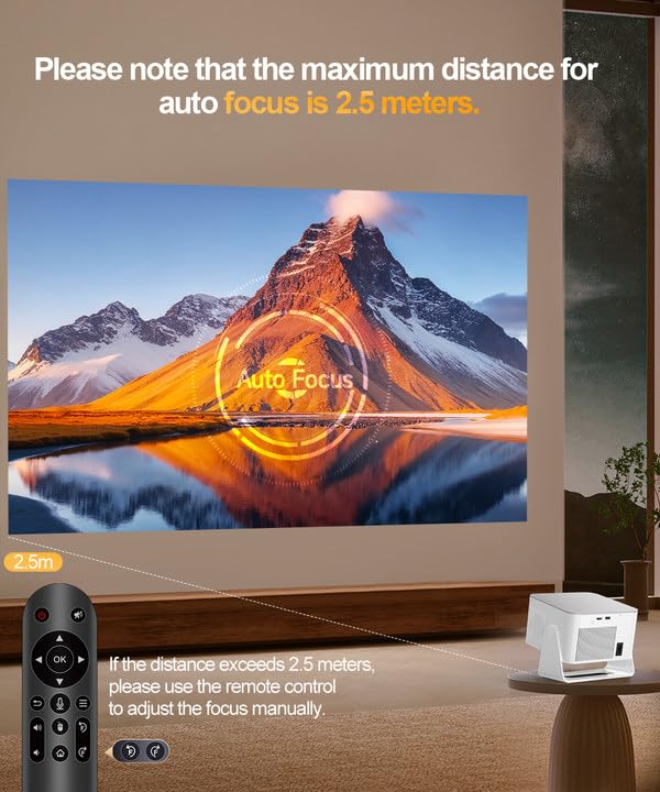 Android 14 Mini Projector with 4K 8K Support, Smart Projector with Wifi6 and Bluetooth5.4, 600 ANSI, Auto Focus & Obstacle Avoidance 1080P Portable Movie Proyector for Home Outdoor, Magcubic HY350Max