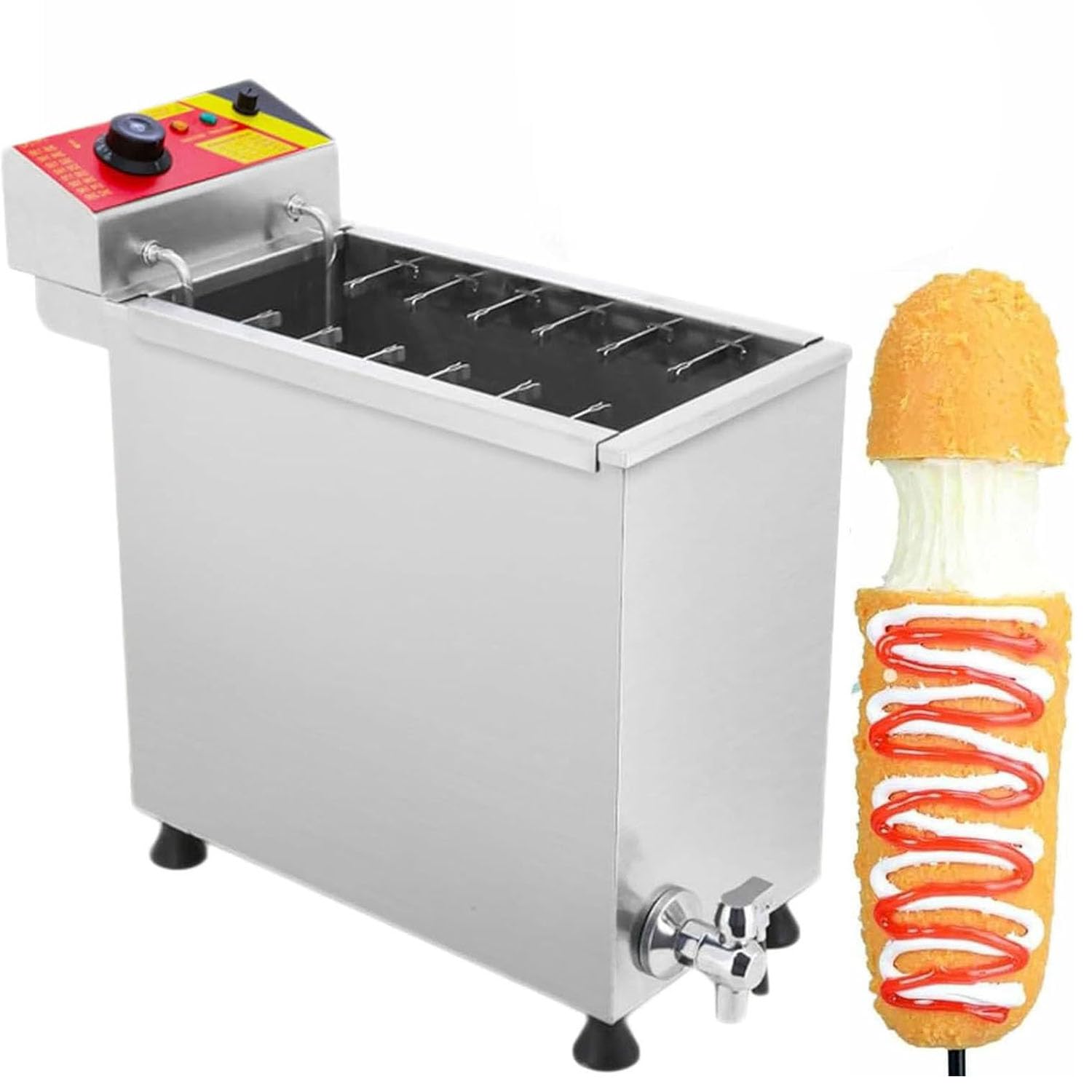 Máquina Perritos Calientes Freidora 25 Litros Capacidad Base Antideslizante Restaurante Tienda