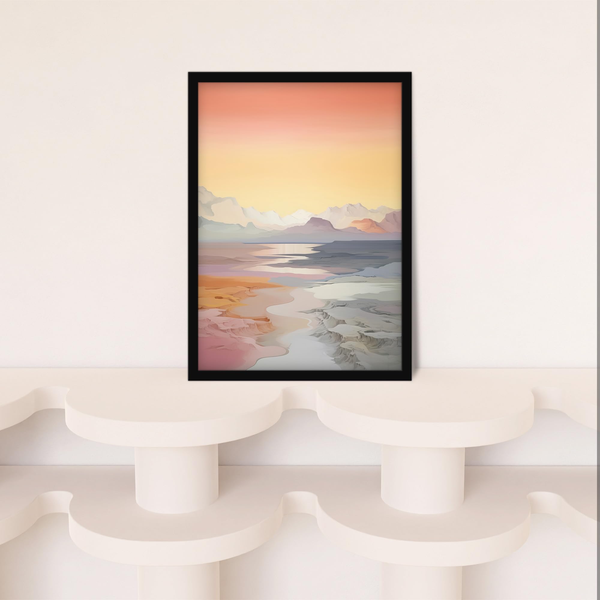 Wee Blue Coo Quadro Con Cornice Albero Al Tramonto – Stampa D'Arte Moderna Pastello, 22,86 X 22,86 Cm (9x9 Pollici)
