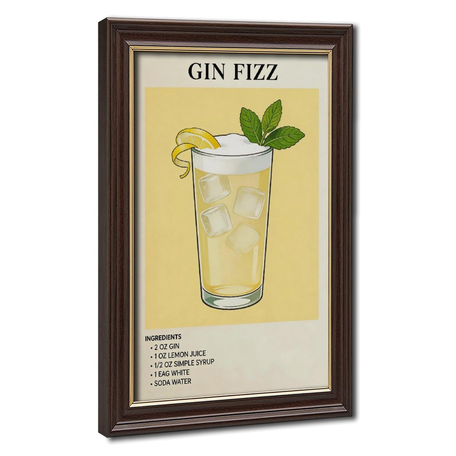 Bareronor Gin Fizz Cocktail Canvas Poster for Bedroom Decor Gift