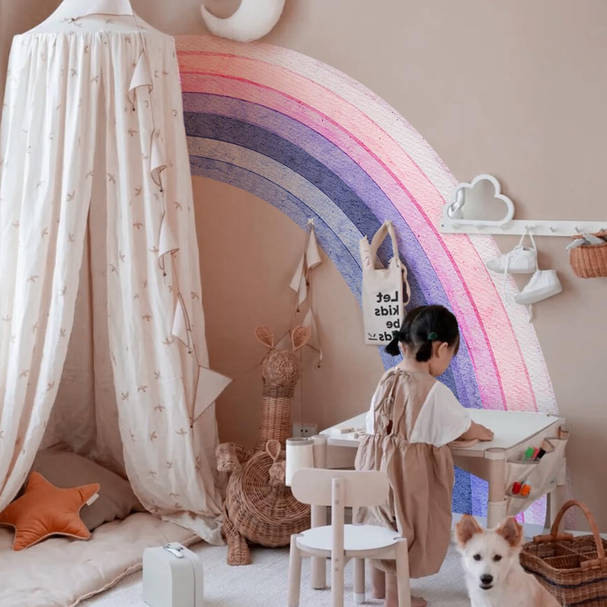 Muursticker regenboog kinderkamer retro 56cm x 38cm kopen? Bestel