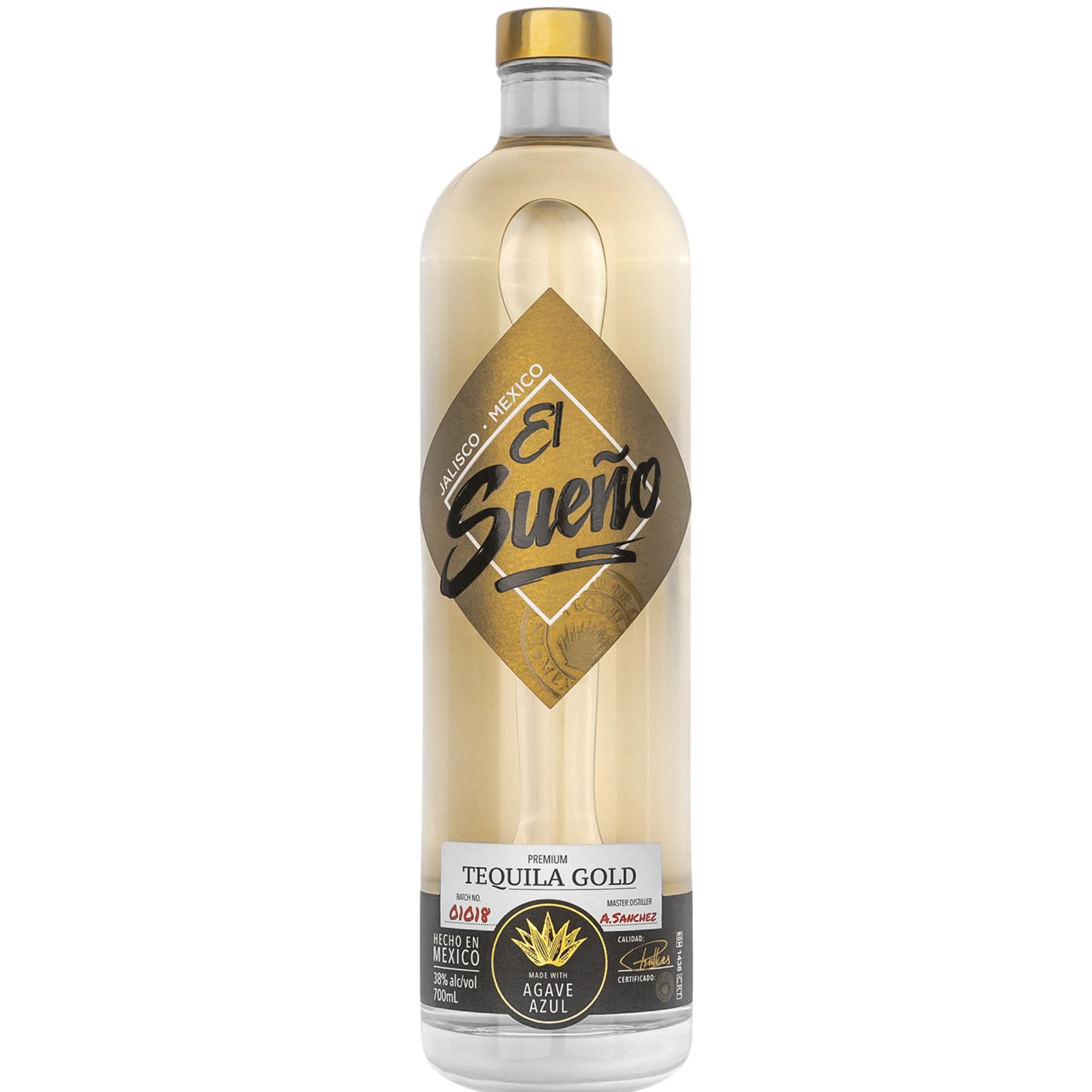 El Sueño Tequila Gold - great-tasting quality Tequila made with fresh sustainably-produced ingredients & rested for 2 months in bourbon barrels, hints of sweet caramel & vanilla, 70cl, 38% ABV
