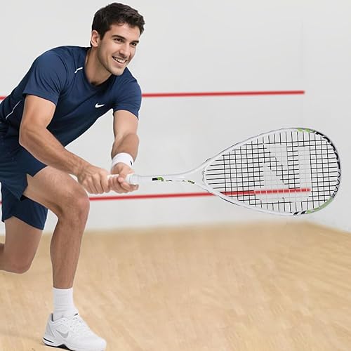 Miniatura 5 de BatZoom - Raqueta de squash para principiantes, raqueta de entrenamiento duradera para adultos, preencordada con agarre cómodo y absorción de