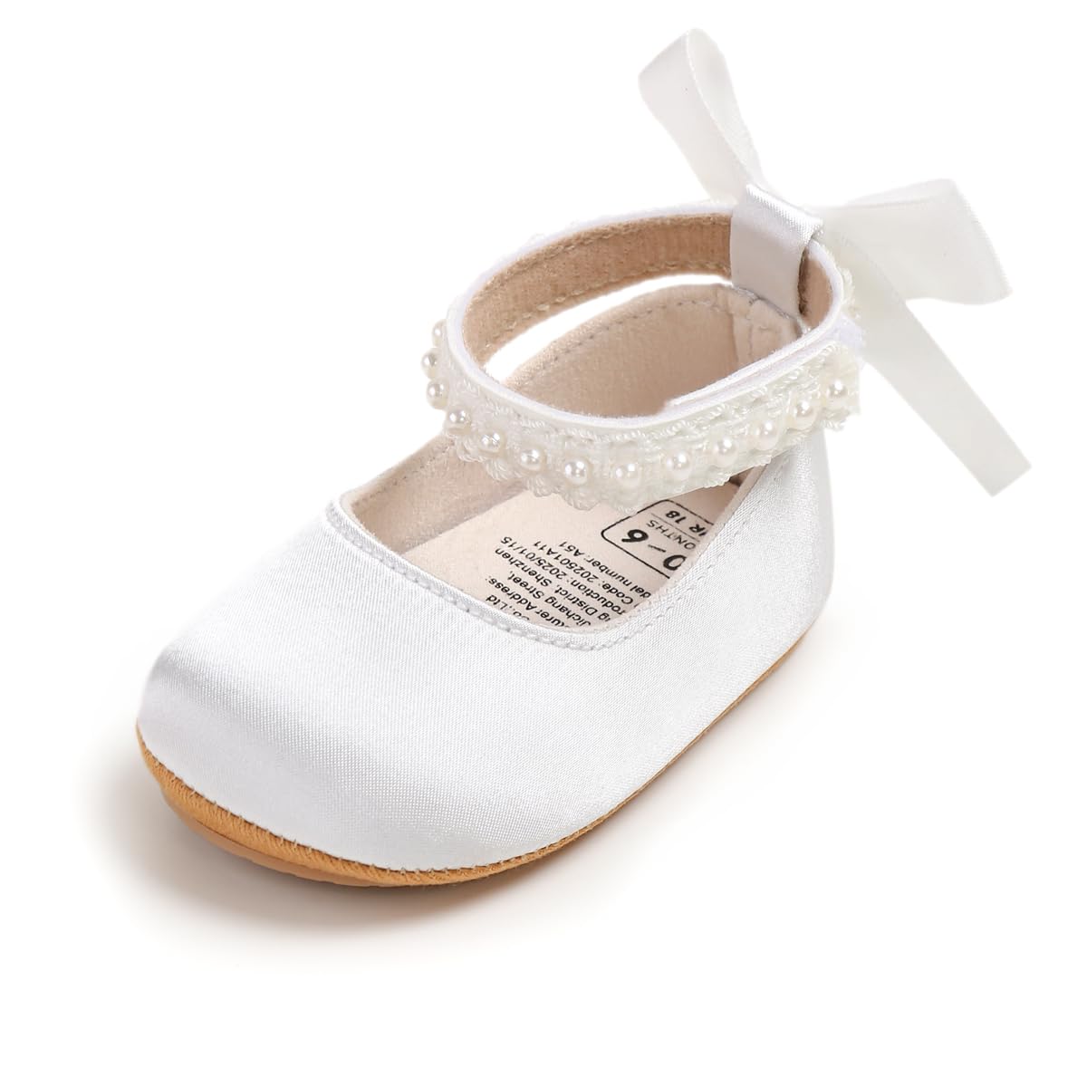 Mary Jane - Scarpe da bambino con fiocco e perla, per bambine da 0 a 18 mesi