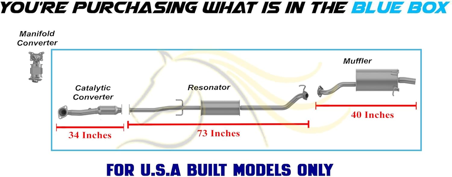 Exhaust Rear Catalytic w/Resonator & Muffler Kit Compatible with Honda CR-V 2010-2011 2.4L | EPA-Approved | Stainless Steel | Northeastern Exhaust | Includes Gaskets, Clamp and Bolt Kit