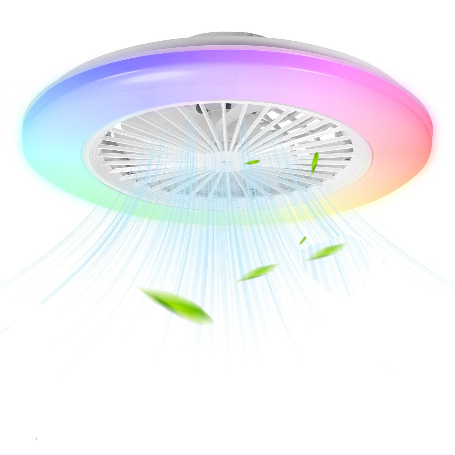 Ventilatore da soffitto con illuminazione, luce LED Smart RGB, φ50 cm, lampada da soffitto con ventilatore, dimmerabile, app e telecomando, 6 marce, 3 temperature di colore, modalità estate
