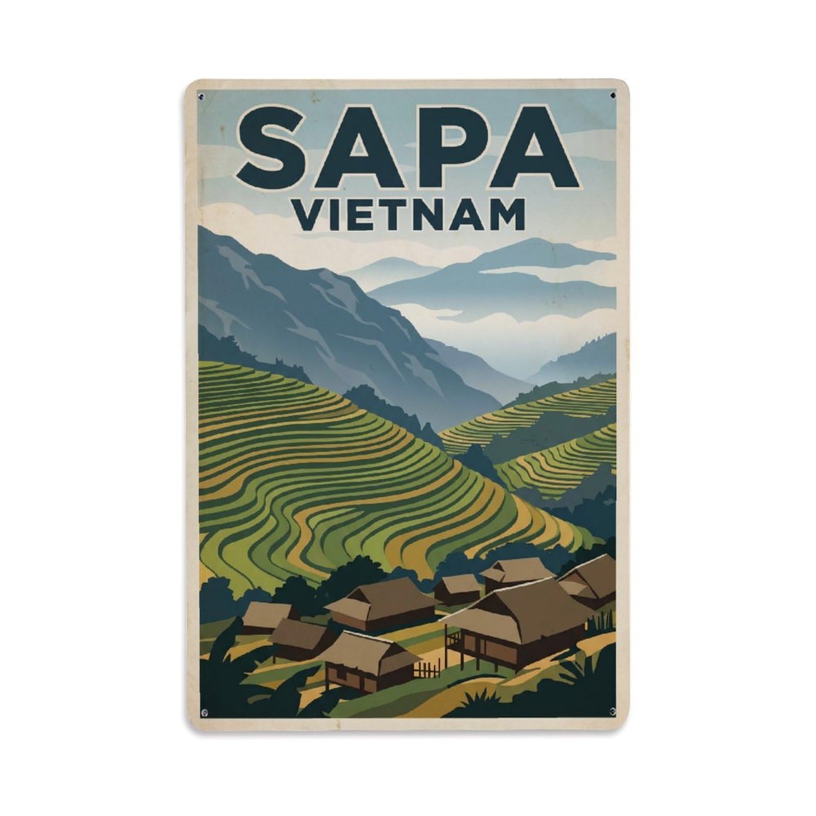 Metal Tin Sign Vintage Travel Vietnam Sapa