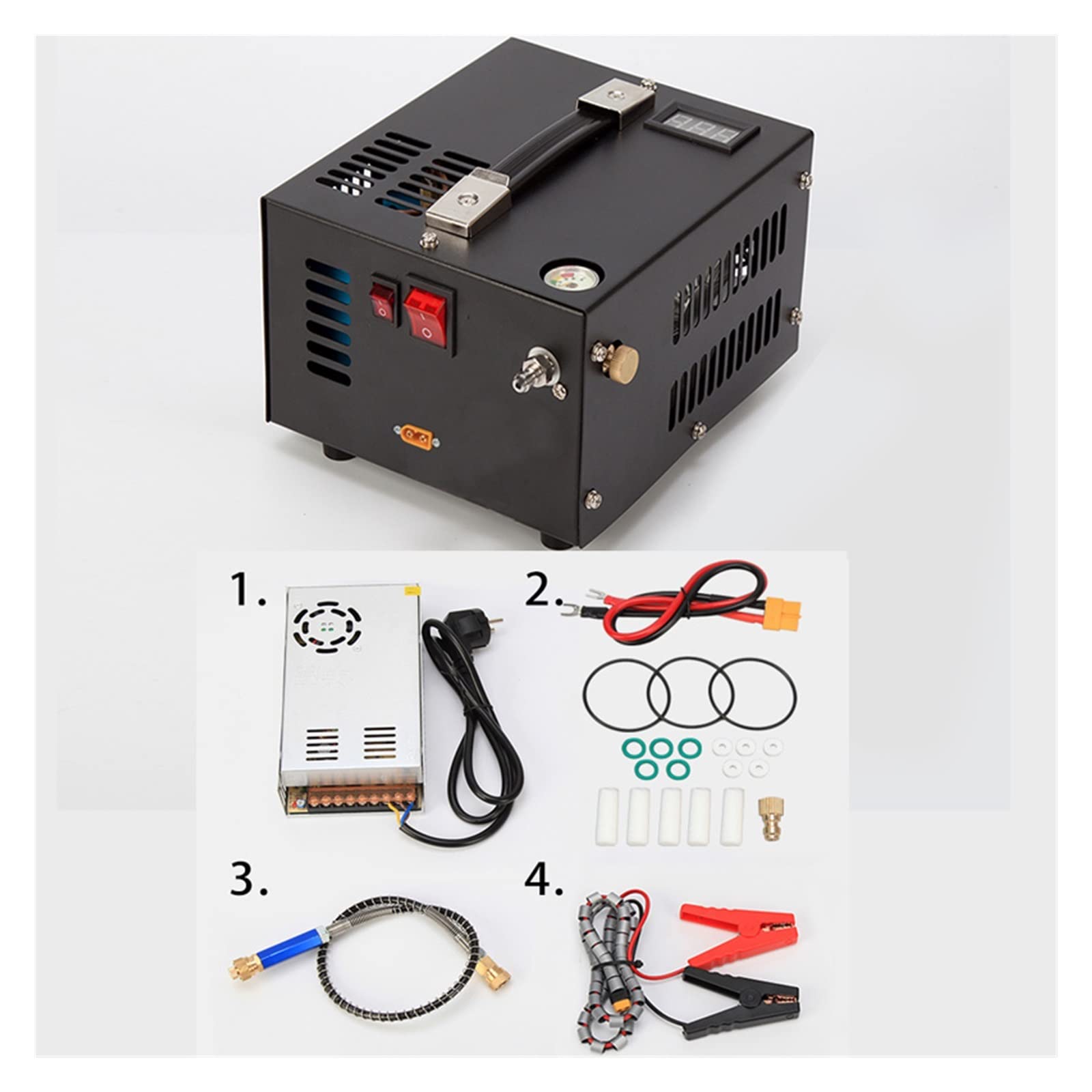 12V Vehicle High-pressure Air Pump 30mpa Electric Air Compressor Air Compressor Cylinder Air,DIY Tools(Rojo)